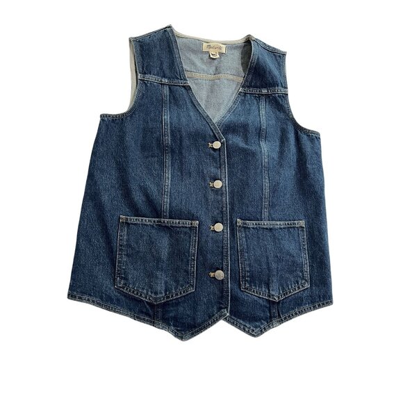 Madewell Denim Snap-Front Long Vest in Sedgwick Wash - Picture 1 of 5